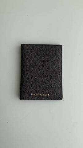 Pre-Owned Michael Kors Brown MK Monogram Passport with Card Slots Holder