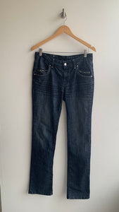 Pre-Owned Cartise Dark Wash Straight Leg Studded Pockets Denim- Size 10