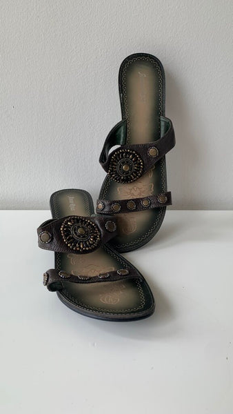 Pre-Owned Anne Ross Brown Beaded Heeled Sandal - Size 41