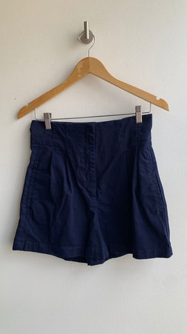 Pre-Owned Dynamite Navy High Waisted Cotton Trouser Shorts - Size Small