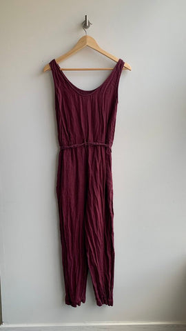 Pre-Owned Elk Red Linen Fitted Belted Jumpsuit- Size 4