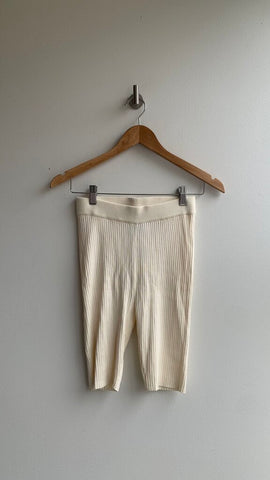 Pre-Owned Brunette the Label Cream Ribbed Bike Shorts - Size S/M (NWT)