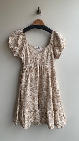 Pre-Owned in loom Cream Brown Floral Print Babydoll Dress - Size Small