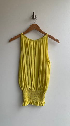 Pre-Owned Ramy Brook Yellow Smocked Waist Sleeveless Blouse - Size X-Small