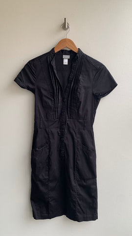 Pre-Owned H&M Black Cap Sleeve Button Front Dress - Size 6