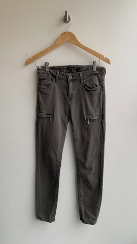 Pre-Owned Mavi Green Zip Pocket Skinny Jeans - Size 28