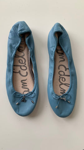 Pre-Owned Sam Edelman Blue Leather Ballet Flats - Size 8