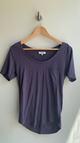 Pre-Owned Babaton Charcoal Round Neck Scoop Hem T-Shirt- Size X-Small