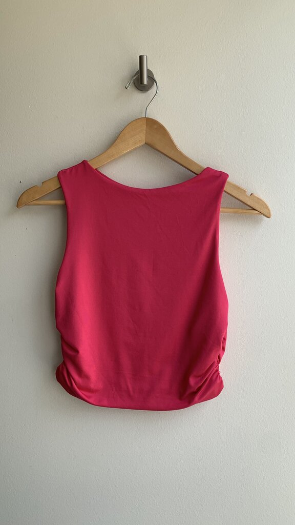 Pre-Owned Pink Side Cinched High Neck Crop Sleeveless Top- Size Small (Estimated)
