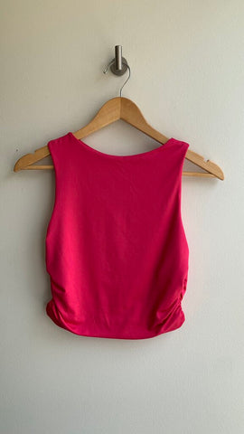 Pre-Owned Pink Side Cinched High Neck Crop Sleeveless Top- Size Small (Estimated)