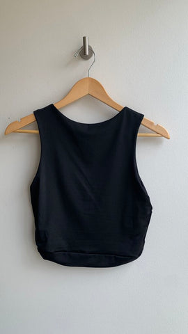 Pre-Owned Black Side Cinched High Neck Crop Sleeveless Top- Size Small (Estimated)