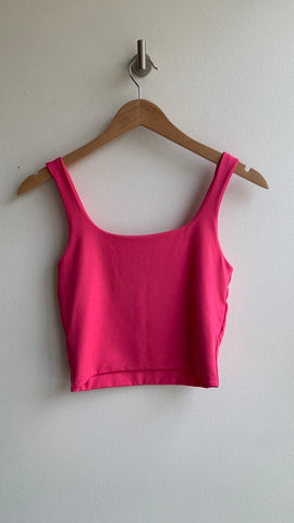 Pre-Owned Pink Square Neck Crop Sleeveless Top- Size Small (Estimated)