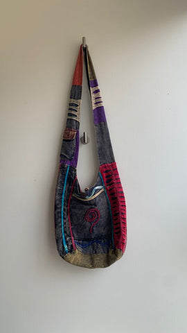 Pre-Owned Patchwork Grey/Red/Multi One Strap Sling Bag