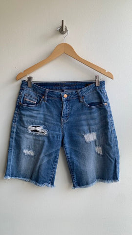Pre-Owned Jag Jeans Light Wash Distressed Relaxed Boyfriend Fit Shorts- Size 4