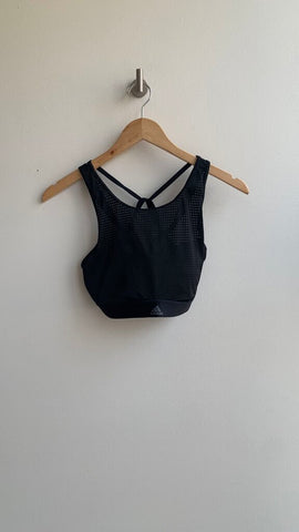 Pre-Owned Adidas Black Mesh Strappy Back Sports Bra- Size Small (Estimated)