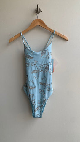 Pre-Owned Kibys Blue Embroidered Swimsuit - Size Medium (NWT)