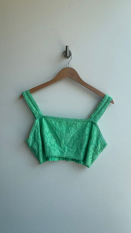 Pre-Owned American Eagle Lime Green Lace Front Stretch Back Bralette- Size X-Large