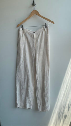 Pre-Owned Free People Cream Linen Trouser- Size Medium