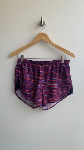 Pre-Owned Nike Purple Abstract Stripe Dri-Fit Shorts- Size Small