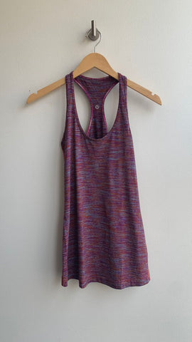 Pre-Owned Lululemon Purple Multi Stripe Racerback Tank Top- Size Medium (Estimated)