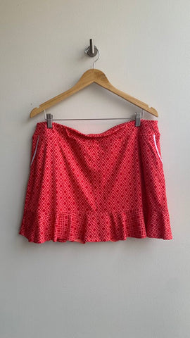 Pre-Owned Sport Haley Orange/Red Printed Side Pockets Golf Skort- Size X-Large