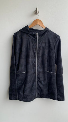Pre-Owned Renuar Black Camo Hooded Wind Jacket- Size Small
