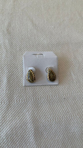 Pre-Owned Gold Glitter Hang Tear Drop Stud Earrings