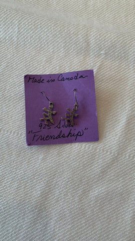 Pre-Owned Made in Canada Silver 'Friendship' Symbol Dangle Earrings