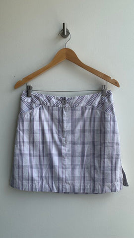 Pre-Owned Cracked Wheat Purple Plaid Zip Back Golf Skort- Size 8