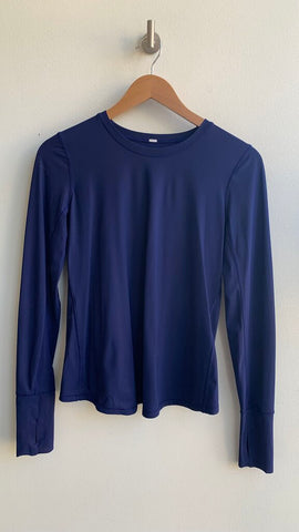 Pre-Owned Lululemon Blue Long Sleeve Crossover Back Top- Size Medium (Estimated)