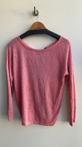 Pre-Owned Bershka Pink Long Sleeve Tie Back Top- Size Medium