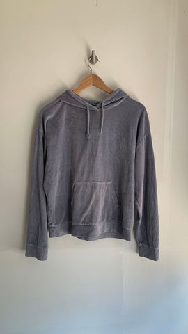 Pre-Owned Topshop Grey Velour Hooded Sweater- Size 8