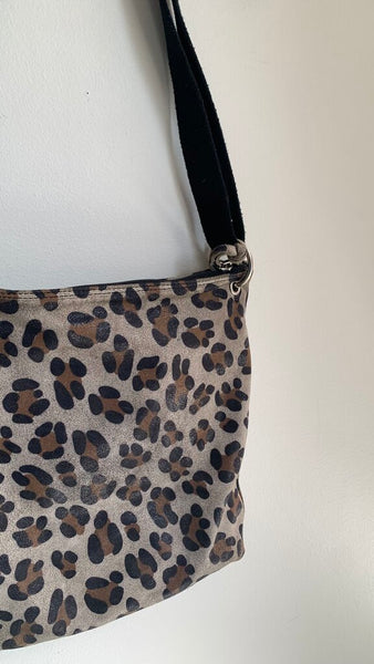 Pre-Owned Maurizio Taiuti Brown/Black Leopard Print Glitter Genuine Leather Crossbody