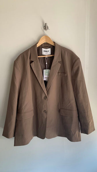 Pre-Owned Only Brown 'Elly' Life Oversized Boyfriend Blazer (NWT)- Size M/L