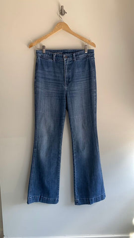 Pre-Owned Talbots Medium Wash High Waisted Flare Jeans- Size 8