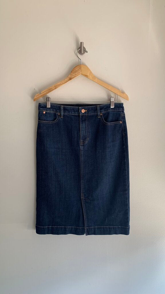 Pre-Owned Talbots Dark Wash High Waisted Pencil Denim Skirt- Size 8