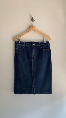 Pre-Owned Talbots Dark Wash High Waisted Pencil Denim Skirt- Size 8