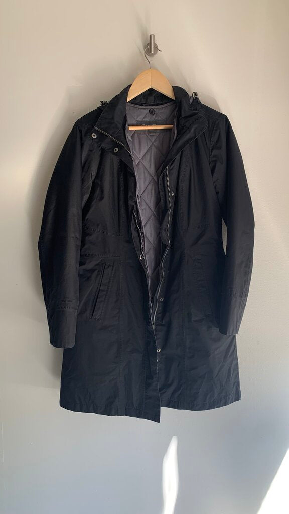 Pre-Owned Eddie Bauer 2 in 1 Coat Interior Grey Quilted Shell Black- Size Small