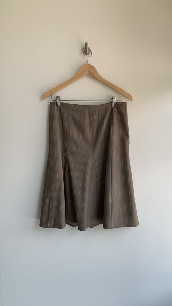 Pre-Owned Conrad C Brown Pinstripe Fit & Flare Skirt - Size 10