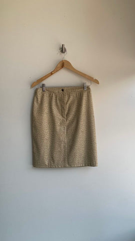 Pre-Owned Cateye Tan Dotted Faux Leather Skirt - Size 9