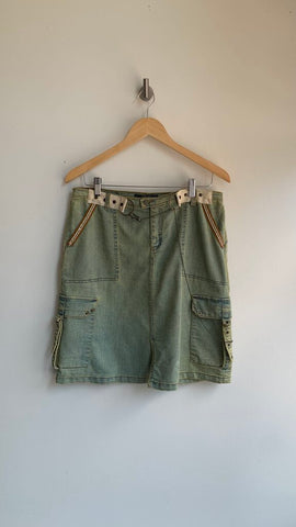 Pre-Owned Yukka Dirty Wash Denim Cargo Skirt - Size 6