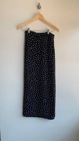 Pre-Owned Black/White Polka Dot & Floral Reversible Maxi Skirt - Size Small (Estimated)