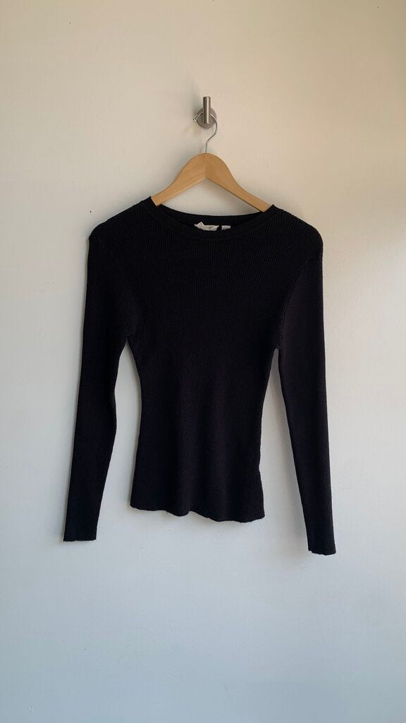 Pre-Owned RD Style Black Ribbed Long Sleeve Top - Size Medium
