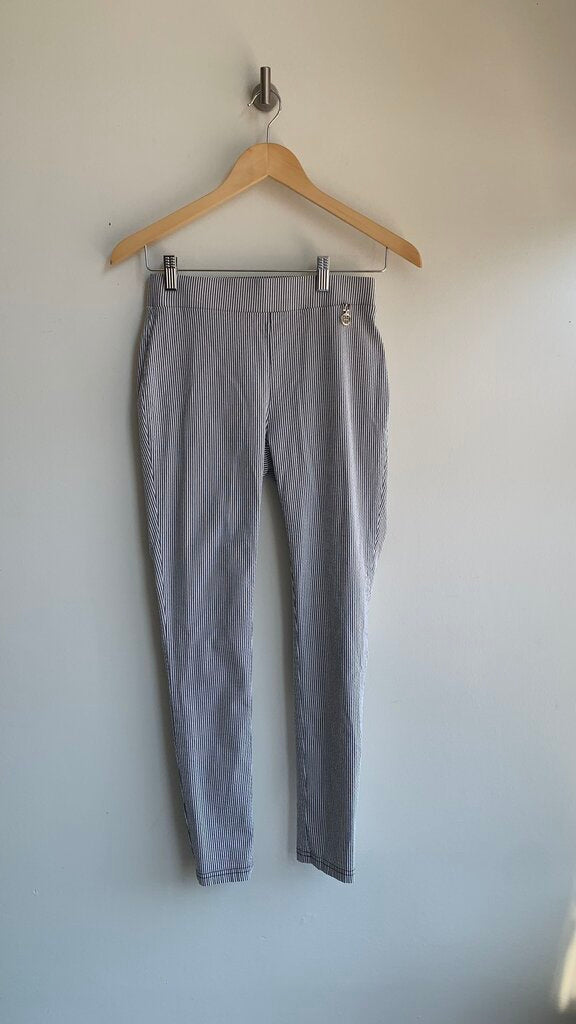 Pre-Owned Tommy Hilfiger White/Grey Stripe Pull On Skinny Pant - Size 4