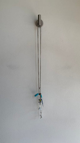 Pre-Owned Silver Blue Beads Multi Charms Necklace