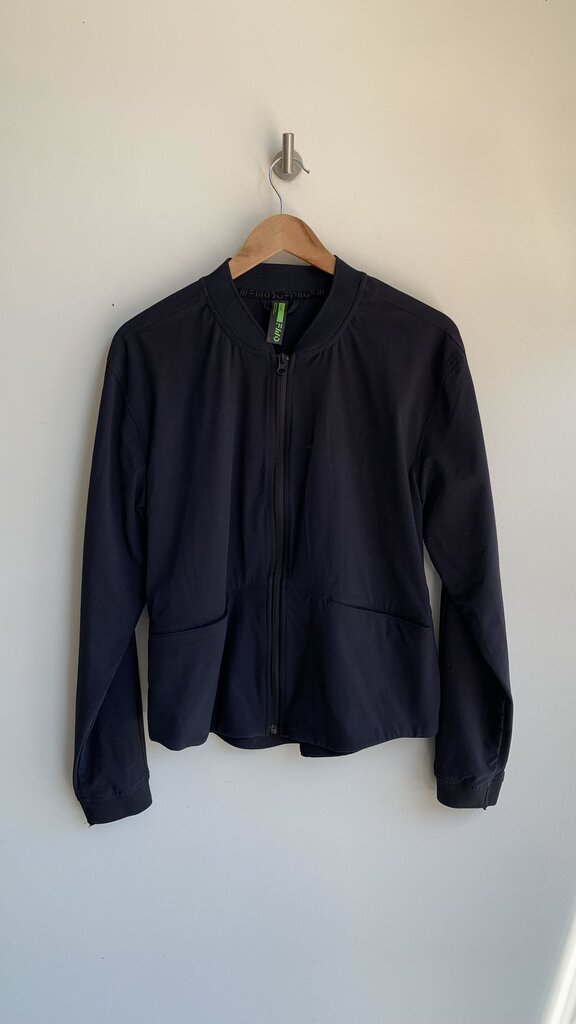 Pre-Owned FWD Black Ruched Back Detail Lightweight Zip Up Jacket - SIze Large