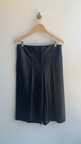 Pre-Owned Maison Cinqcent Black Faux Leather Pleated Cullottes - Size 8