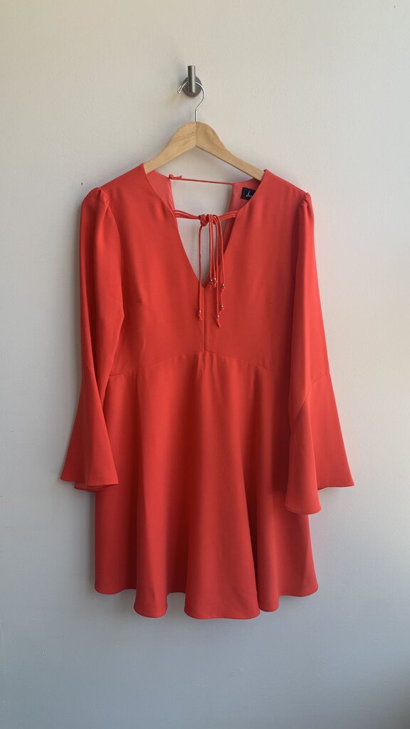 Pre-Owned Sam Edelman Red Long Bell Sleeve Dress - Size 8