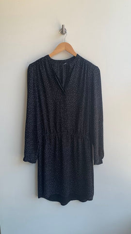 Pre-Owned Hilary Radley Black Dotted Long Sleeve Dress - Size Medium (Estimated)