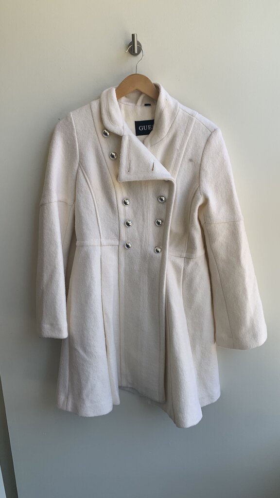 Pre-Owned Guess Vanilla Double Breasted Wool-Blend Peacoat - SIze Medium